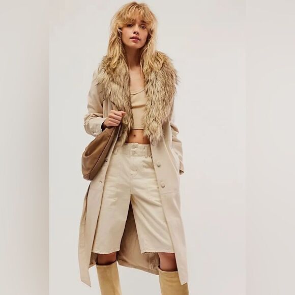 Free People FREE PEOPLE Train Leather Duster - Grey/ size XL - Picture 1 of 12